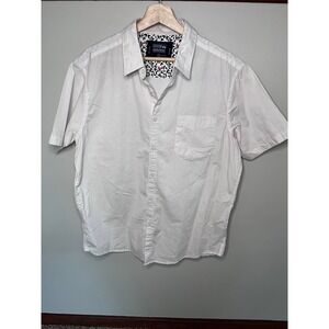 Monument Mens XL White Red Micro Dot Short Sleeve Cotton Button Up Shirt